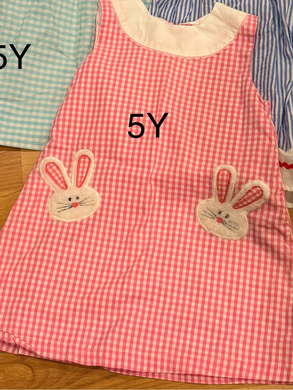 Cactus Pink and White Gingham Bunny Applique Dress size 5